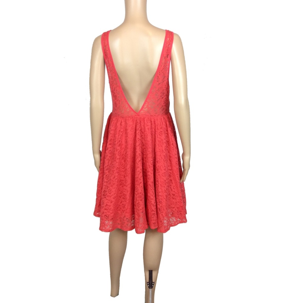 Pins + Needles salmon pink open back lace dress